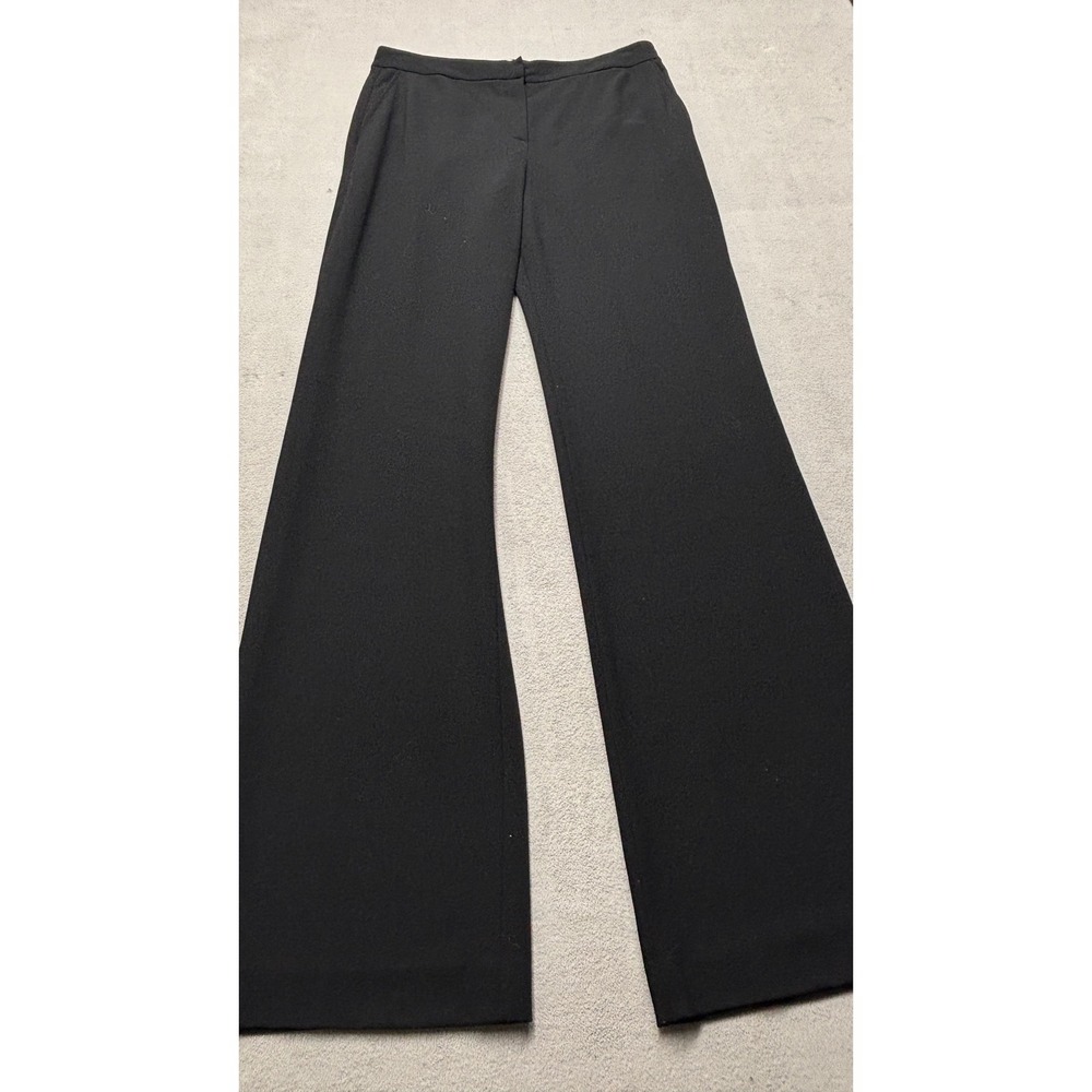 St. John Collection Marie Gray Black Wool Wide Leg Trousers Size 10 Italy